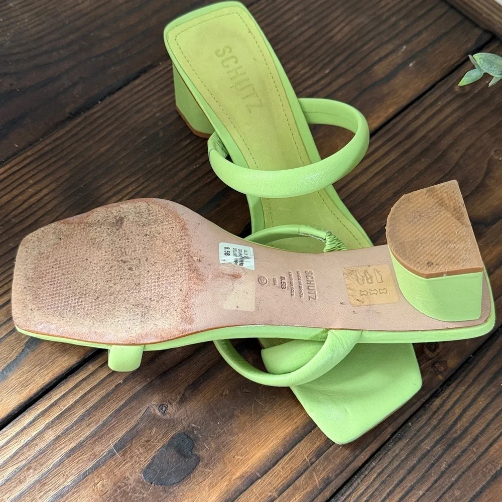 SCHUTZ Lime Green Uly Lo Heeled Sandals